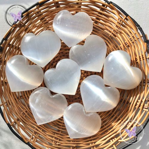 White Selenite Crystal Heart 50mm